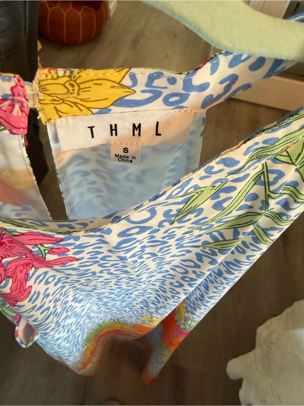 THML Blue Floral Halter Maxi Dress with Multicolor Blooms - Picture 3 of 3